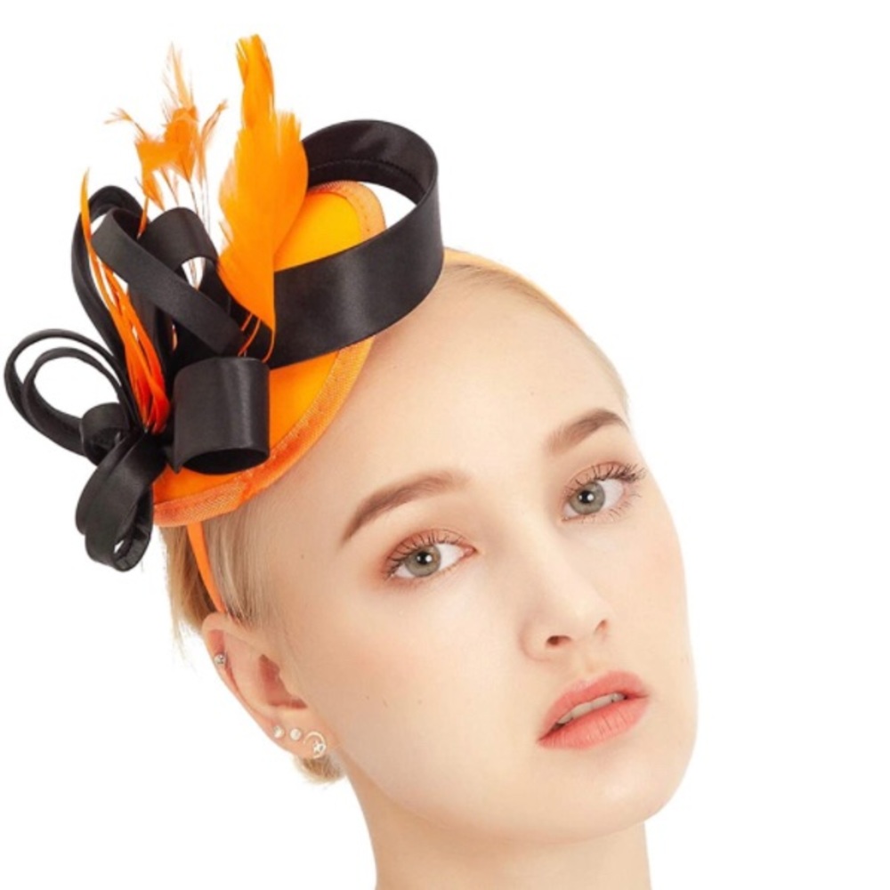 Orange and Black Fascinator/Tea Hat